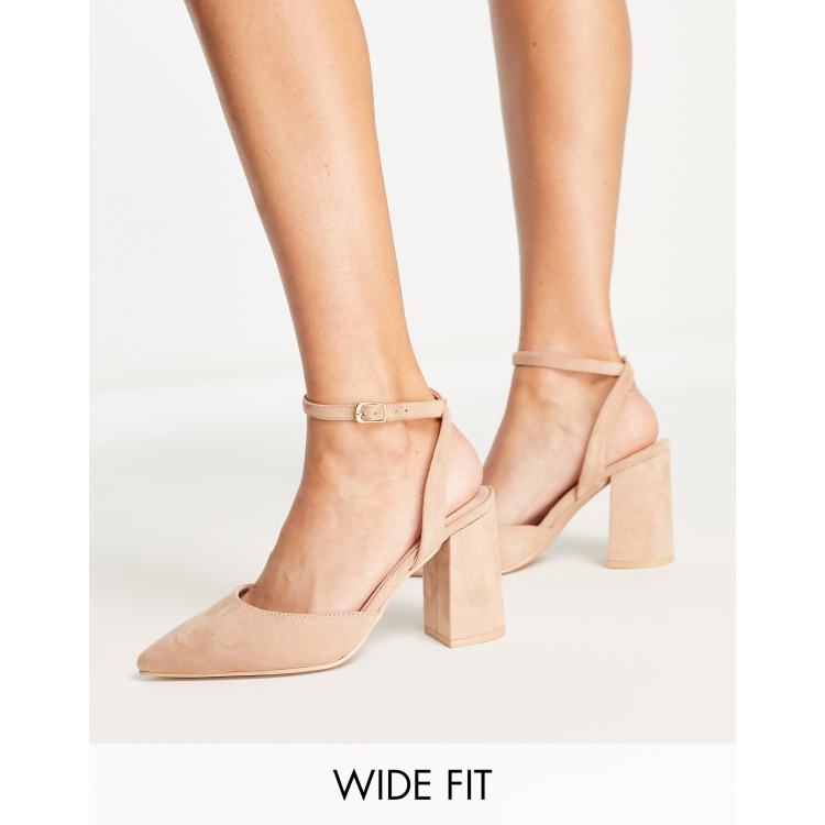 Suede nude 2024 block heels