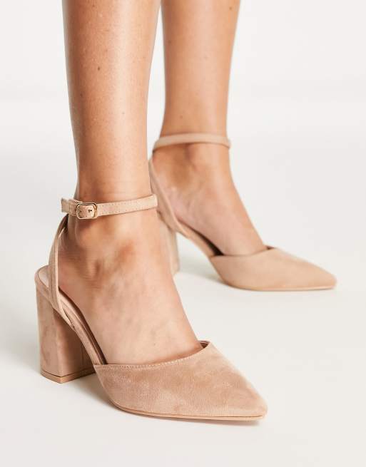 Kimana nude suede sale clear mid block heels