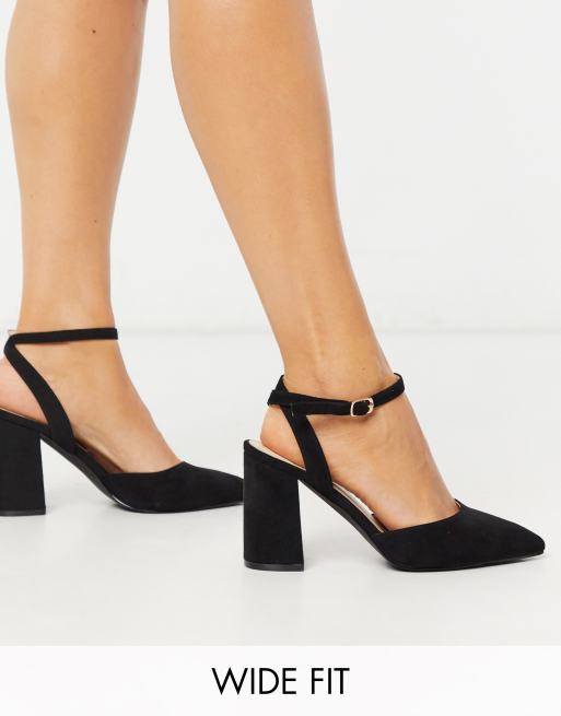 Black wide best sale heel shoes