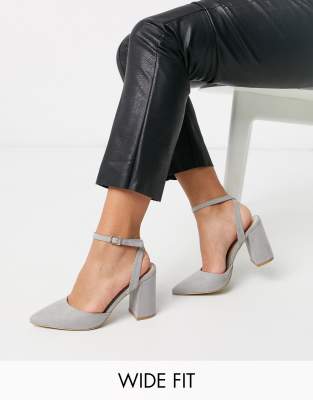 grey block heels wide fit