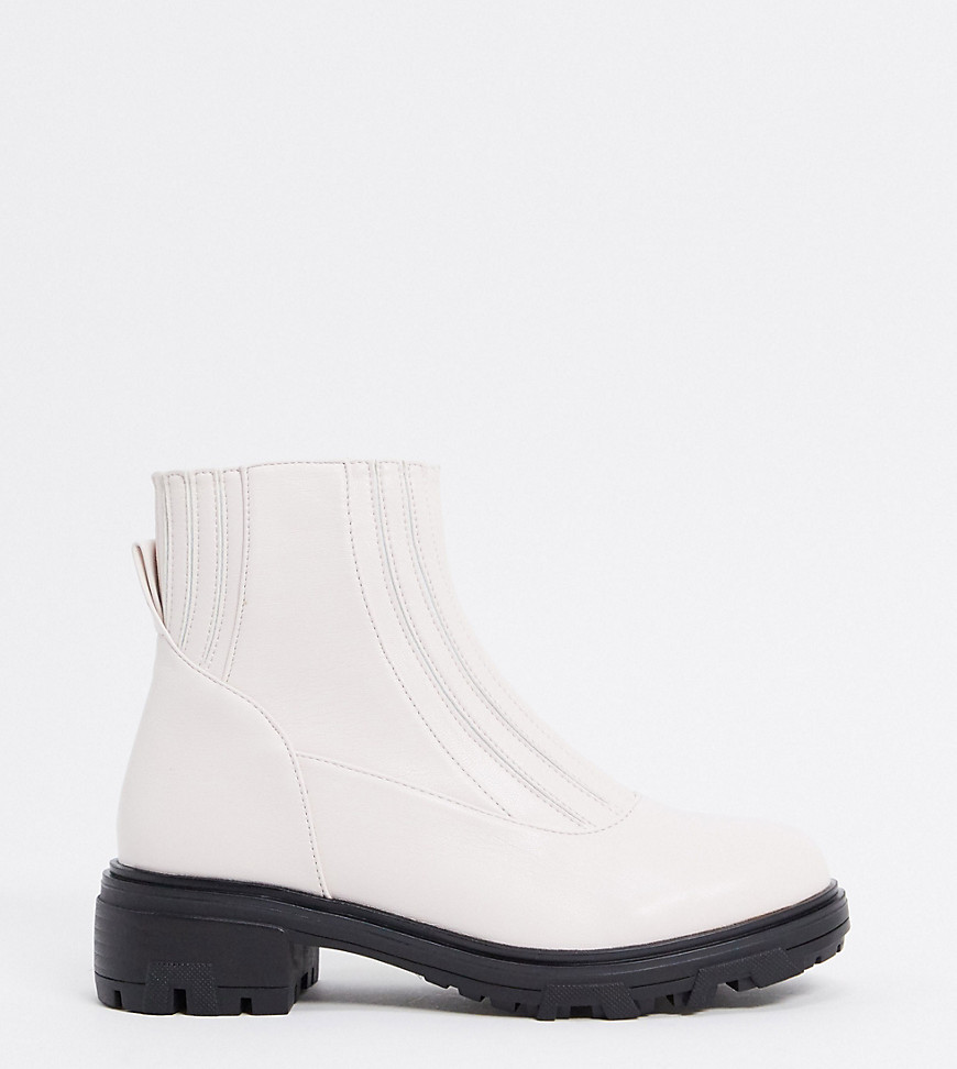 Raid Wide Fit Exclusive Prisla Chunky Flat Boots In Off White