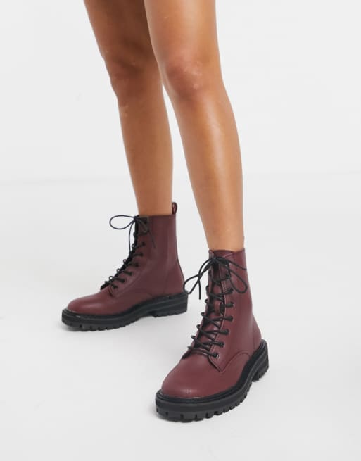 Burgundy flat deals ankle boots