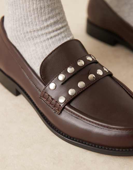 RAID Wide Fit – Ferney – Brązowe loafersy z ćwiekami , 3 z 4