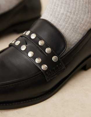 Raid Wide Fit Ferney Studded Loafers In Black