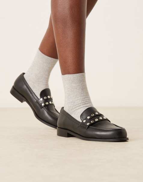 RAID Wide Fit – Ferney – Svarta loafers med nitar - view 1