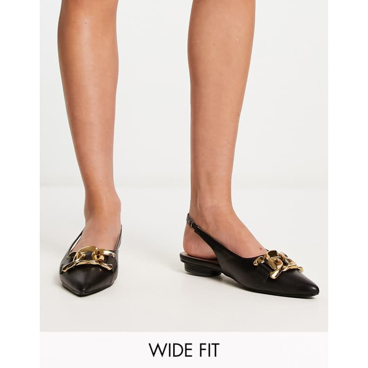 Wide gold hot sale flats