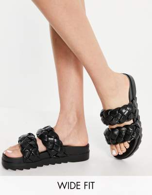 chunky black sandals wide fit