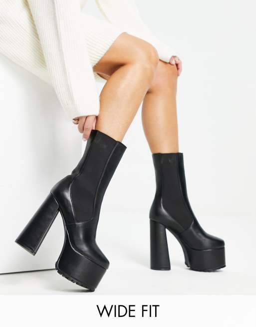 High heel outlet platform ankle boots