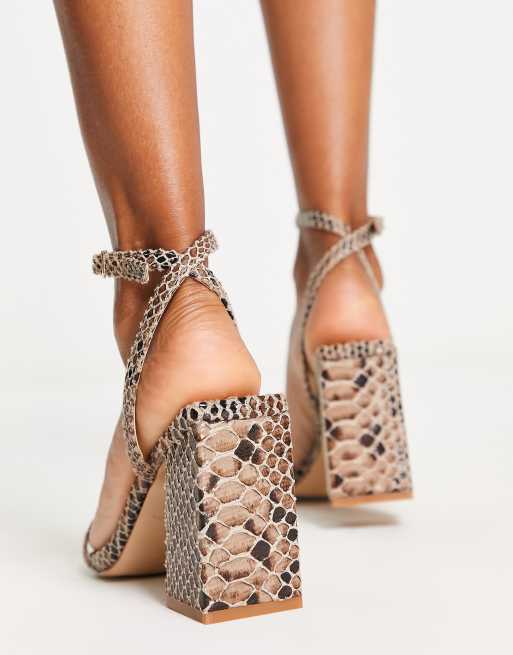 Snake block hot sale heel sandals