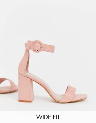 RAID Wide Fit Genna blush block heeled 