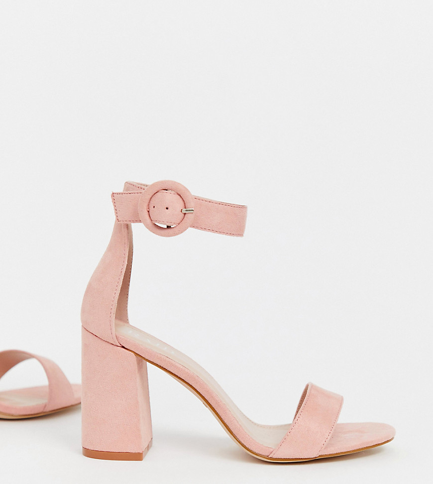 RAID Wide Fit – Genna – Ljusrosa sandaler med blockklack-Beige
