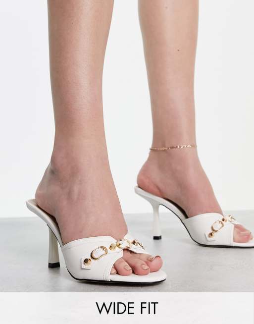 White discount stiletto mules