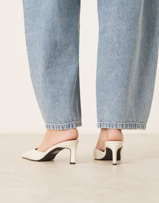 RAID Wide Fit Gloria Sabot con tacco bianco sporco ASOS