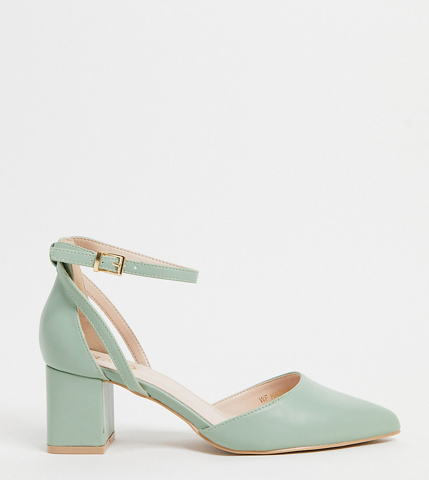 RAID Wide Fit Hazy mid heeled shoes in sage-Green