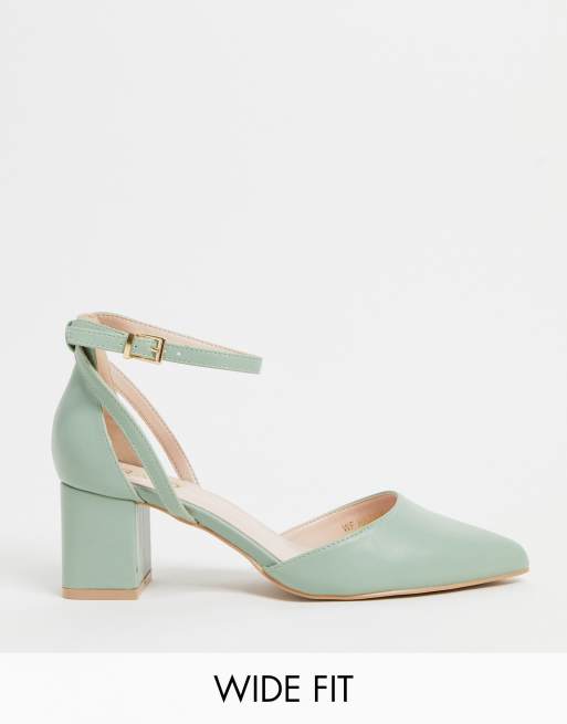 RAID Wide Fit Hazy mid heeled shoes in sage