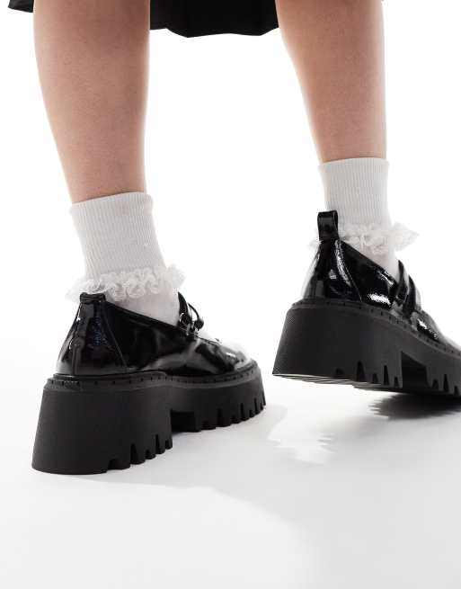 RAID Wide Fit Imani chunky mary janes in black patent, 4 of 4