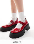 [Raid Wide Fit] RAID Wide Fit Imani chunky mary janes in red patent 36 Red crinkle patent