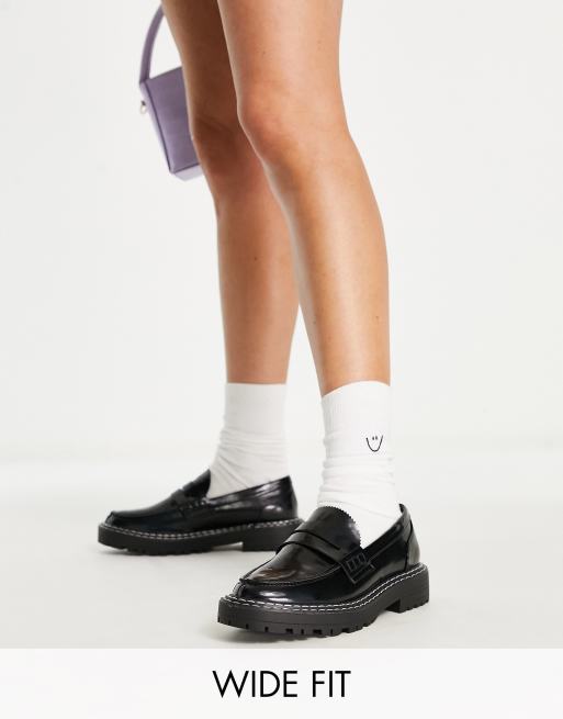 RAID Wide Fit – Irvin – Loafer mit dicker Sohle und kontrastierenden Nähten