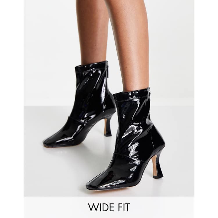 Patent leather ankle sale boots low heel