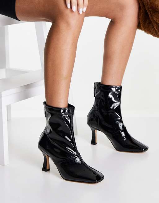 Black patent ankle boots hot sale womens