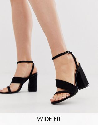 RAID Wide Fit Jady black block heeled sandals | ASOS