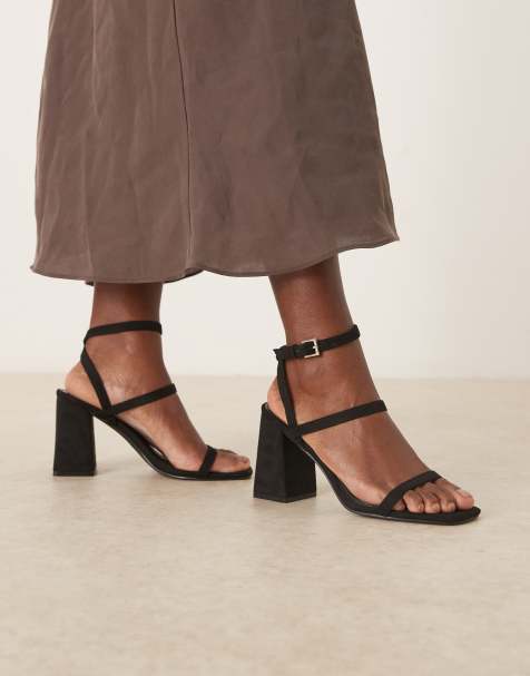 RAID Wide Fit Jeeya block heeled sandals in black suede - view 1