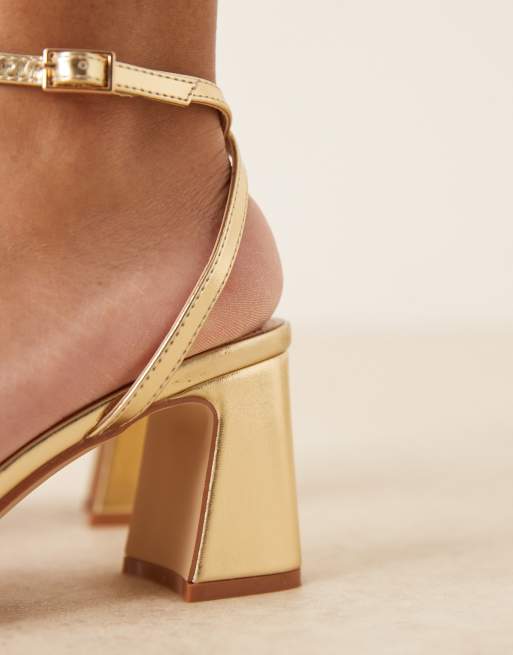 RAID Wide Fit - Jeeya - Sandalen met blokhak in goud, 2 van 4