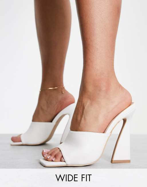 RAID Wide Fit Jemma platform heel sandals in white