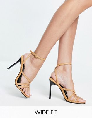 RAID Wide Fit Joslyn strappy heeled sandals in camel | ASOS