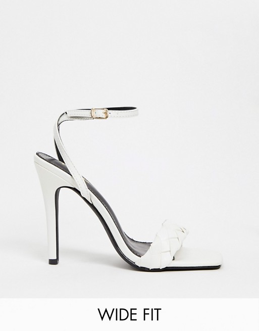 RAID Wide Fit Judy plaited heeled sandals in white