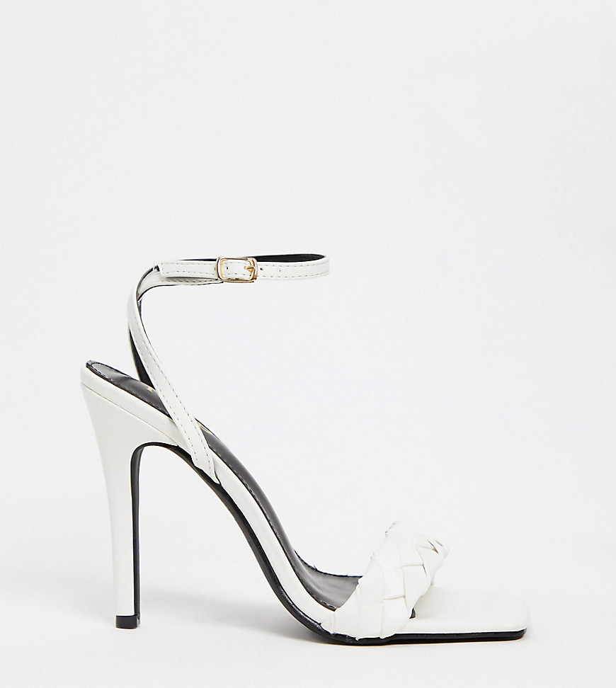 RAID Wide Fit Judy plaited heeled sandals in white