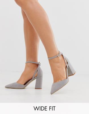 grey block heels wide fit