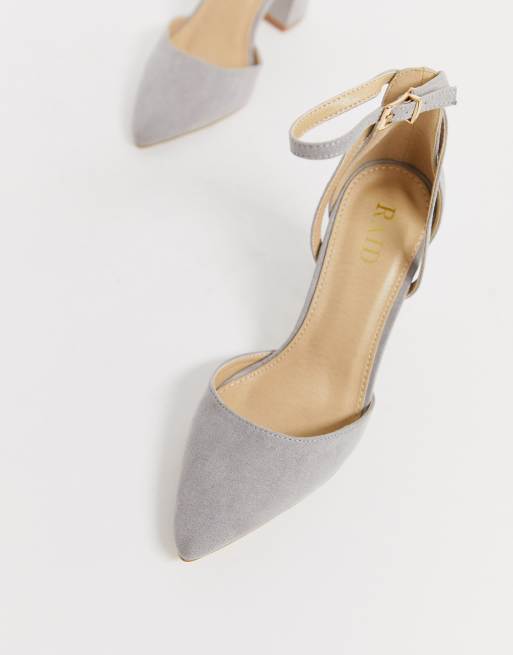 Light grey outlet block heel shoes