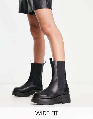 Raid Wide Fit Kendall pull on calf boots in black  - ASOS Price Checker