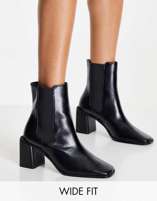 RAID Wide Fit Kennedi mid heel chelsea boots in black | ASOS