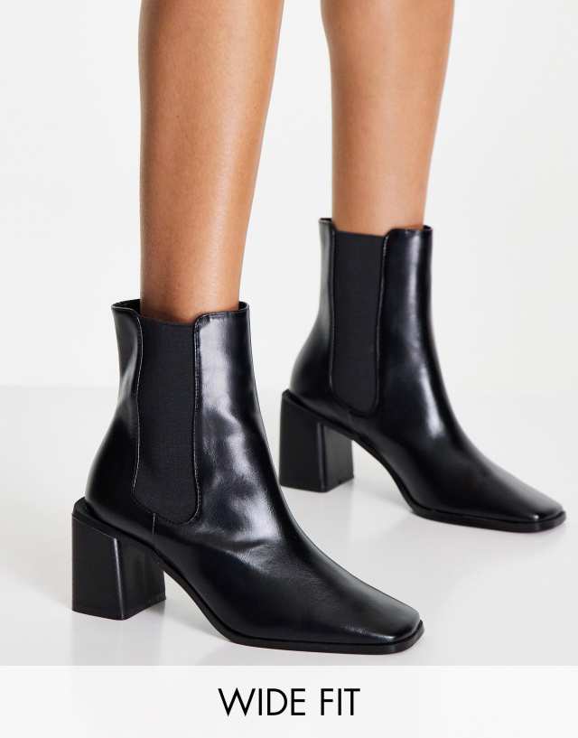 RAID Wide Fit Kennedi mid heel Chelsea boots in black