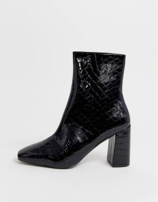croc heeled ankle boots