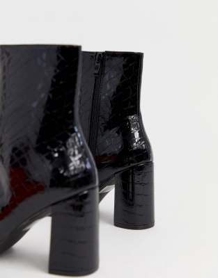 bottines a talon vernis noir