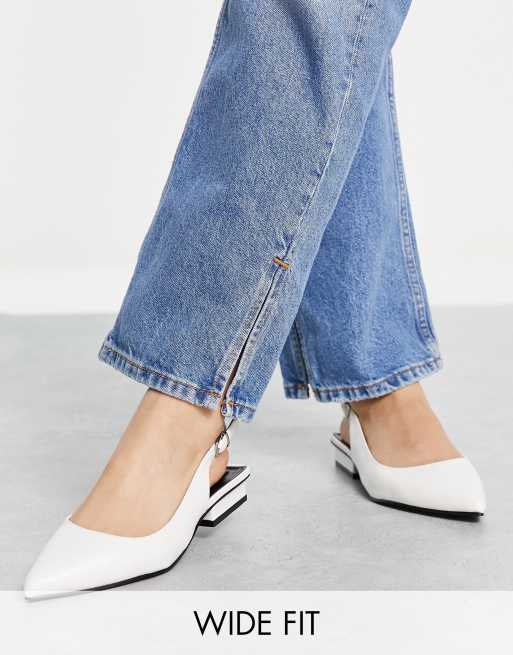 RAID Wide Fit Kinjal sling back flat shoes in white
