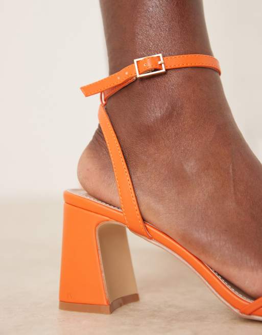 RAID Wide Fit – Kittey – Orange sandaler med blockklack och bred passform, 4 av 4