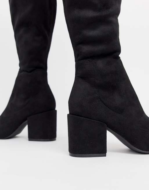 Raid kola black round toe over hot sale the knee boots