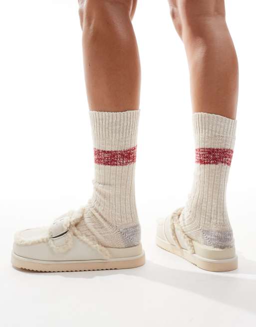 RAID Wide Fit Kylie teddy mules in beige, 4 of 4