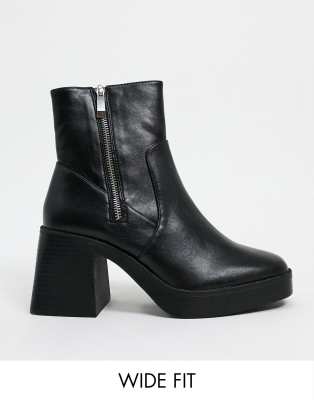 RAID Wide Fit Leonore chunky ankle boots in black