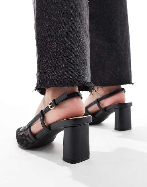 RAID Wide Fit Leroy slingback pumps in black lace, 4 of 4