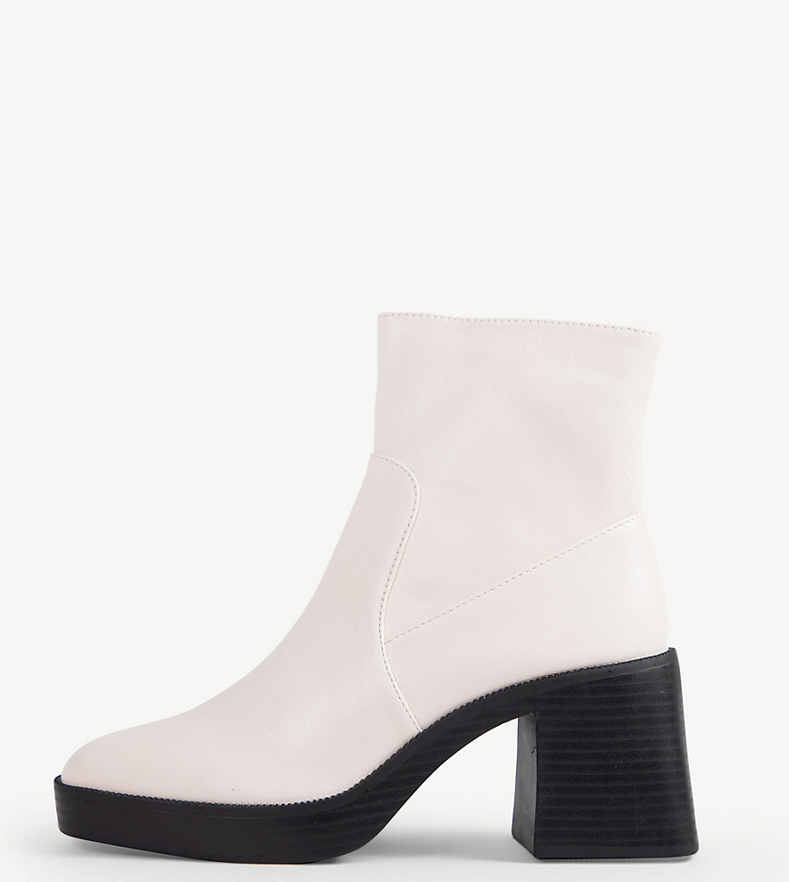 RAID Wide Fit Lexus chunky mid heel boots in off white