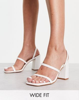 RAID Wide Fit Libra block heeled sandals in white lizard - ASOS Price Checker