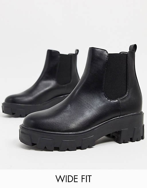 RAID Wide Fit Liza chunky chelsea boots in black