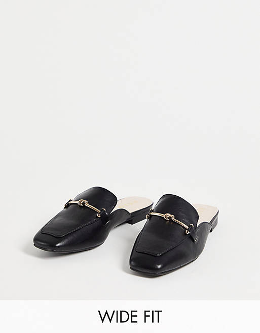 RAID Wide Fit Logan backless loafers in black