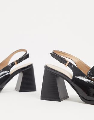 wide fit black sling back shoes