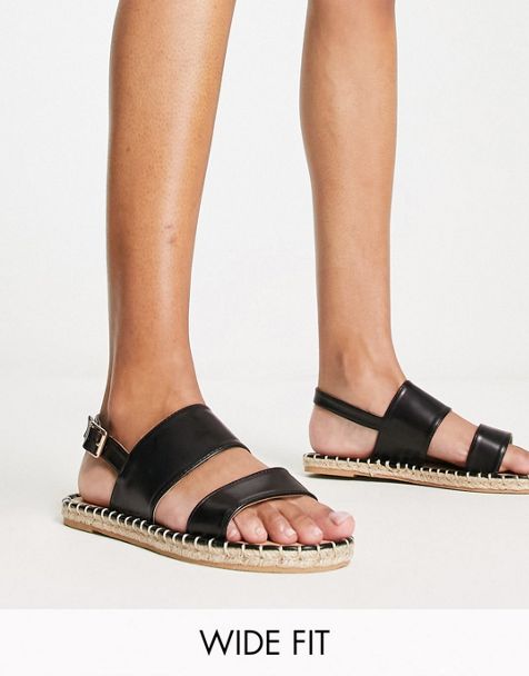 ASOS DESIGN Wide Fit Frappe flat sandals in tan